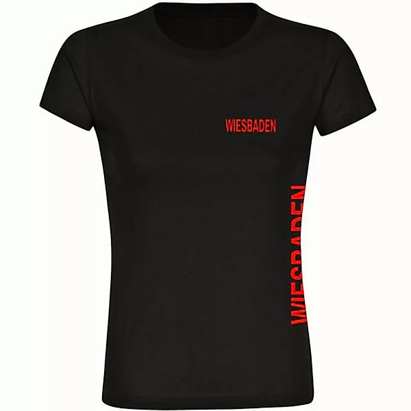 multifanshop T-Shirt Damen Wiesbaden - Brust & Seite - Frauen günstig online kaufen