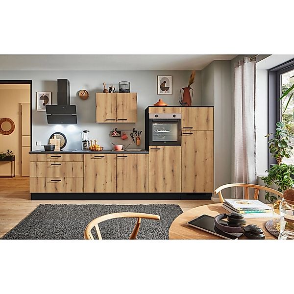 pino Küchenzeile 310 cm Evoke Eiche Anschlag rechts 2 Geräteschränke günstig online kaufen