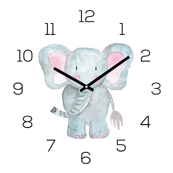 Levandeo® Wanduhr (Wanduhr Zootiere 30x30cm Elefant günstig online kaufen