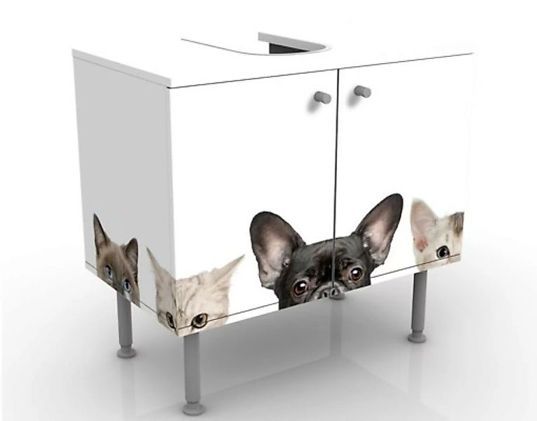 Waschbeckenunterschrank Kunstdruck Katzen mit Hundeblick günstig online kaufen