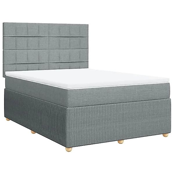 vidaXL Boxspringbett mit Matratze Hellgrau 140x200 cm Stoff 3292079 günstig online kaufen