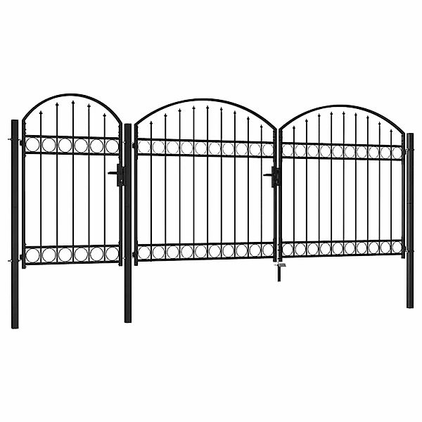 vidaXL Gartentor mit Gewölbter Spitze Stahl 2,25 x 4 m Schwarz 144369 günstig online kaufen
