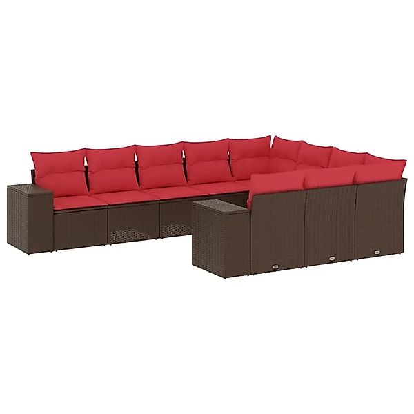 vidaXL 10-Tlg Gartensofa-Set mit Kissen Braun Polyrattan 3223093 günstig online kaufen