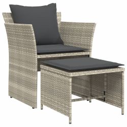 vidaXL Gartenlounge-Set Gartenstuhl mit Fußhocker Hellgrau günstig online kaufen