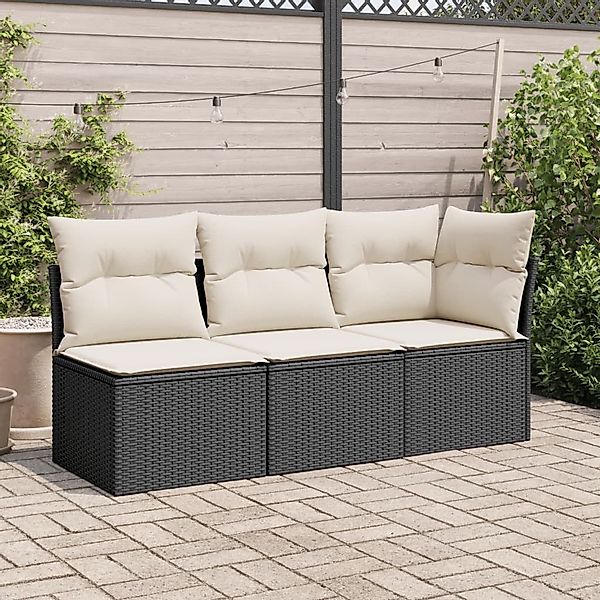 vidaXL Loungesofa Garten-Ecksofa mit Kissen Schwarz günstig online kaufen