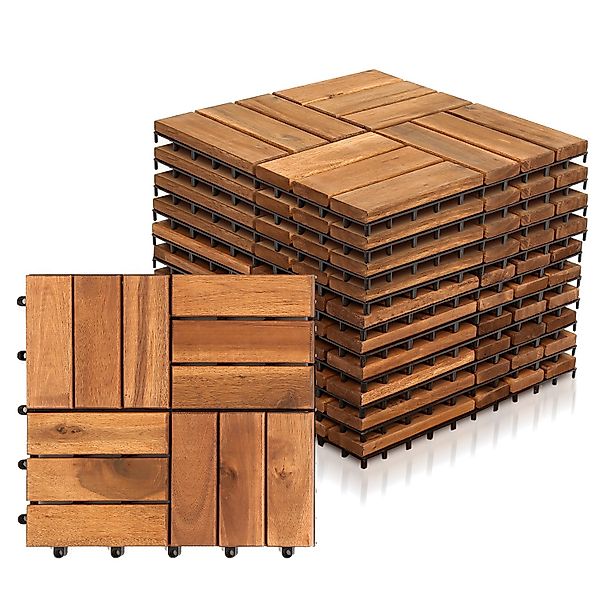 Clanmacy Holzfliesen 11x Terrassenfliese Garten Akazie günstig online kaufen