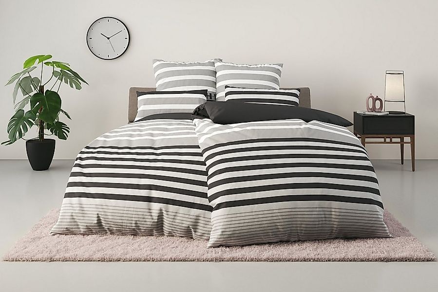 H.I.S Bettwäsche Majoran, Polycotton recycelt, 2 teilig, gestreifte Bettwäs günstig online kaufen
