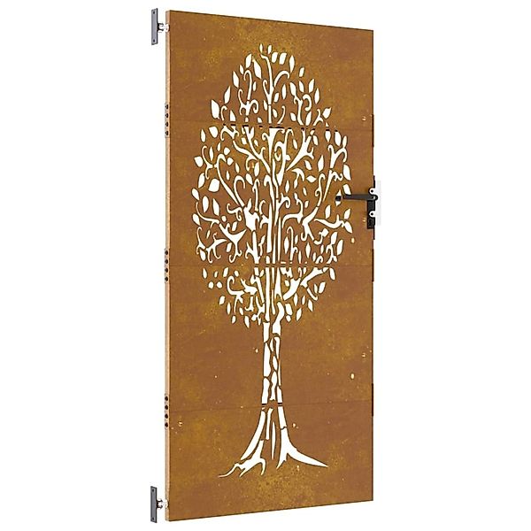 vidaXL Gartentor 85x200 cm Cortenstahl Baum-Design 153213 günstig online kaufen