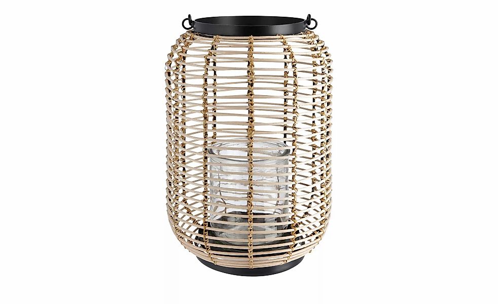 Rattanlaterne   ¦ braun ¦ Rattan,Metall,Glas ¦ Maße (cm): H: 27,94  Ø: 13.9 günstig online kaufen