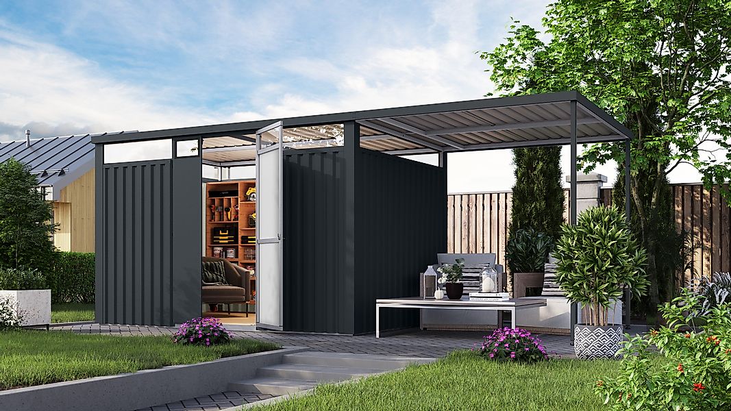 Karibu Gartenhaus Metall mit Lichtband aus günstig online kaufen