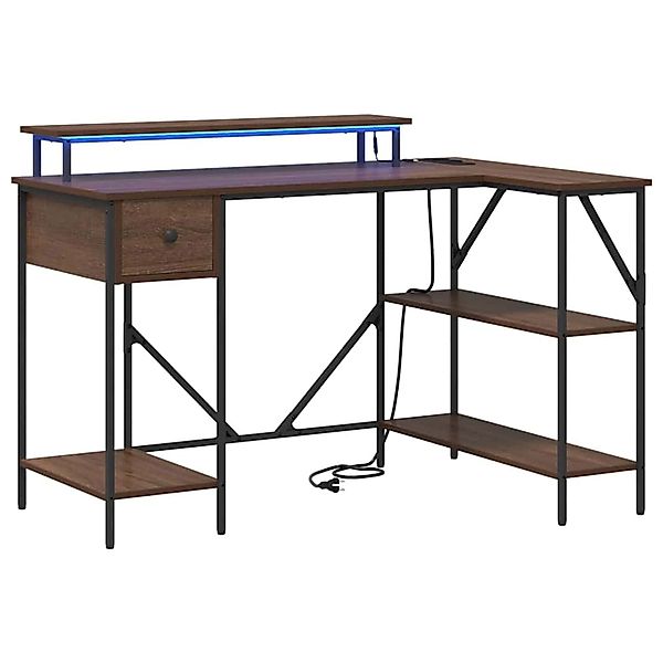 vidaXL Schreibtisch mit Regal Braun Eichen-Optik 120 x 79 x 86,5 cm 859404 günstig online kaufen