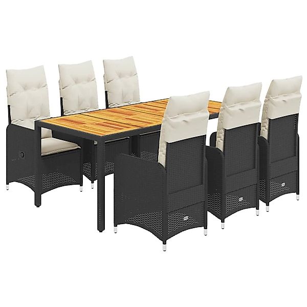 vidaXL 7-Tlg Garten-Bistro-Set mit Kissen Schwarz Poly Rattan 3276981 günstig online kaufen