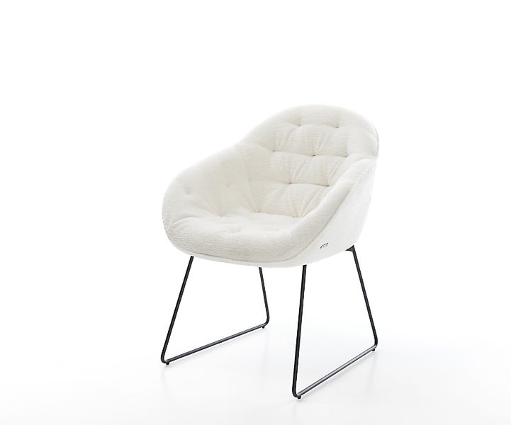 Esszimmerstuhl Gaio-Flex Bouclé Soft Beige Kufengestell Schwarz günstig online kaufen