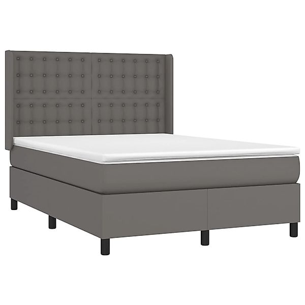 vidaXL Boxspringbett mit Matratze & LED Grau 140x200 cm Kunstleder 3139389 günstig online kaufen