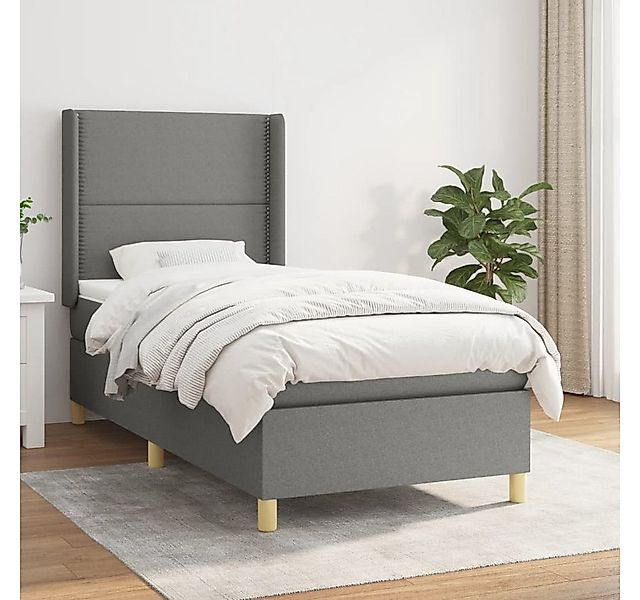 vidaXL Boxspringbett Boxspringbett mit Matratze Dunkelgrau 90x200 cm Stoff günstig online kaufen