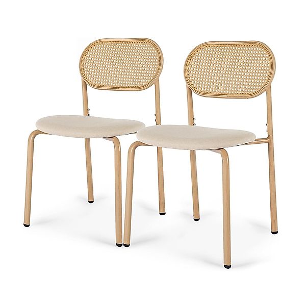 FUROKOY Rattanstuhl Esszimmerstuhl Küchenstuhl mit Rattan-Rückenlehne, günstig online kaufen