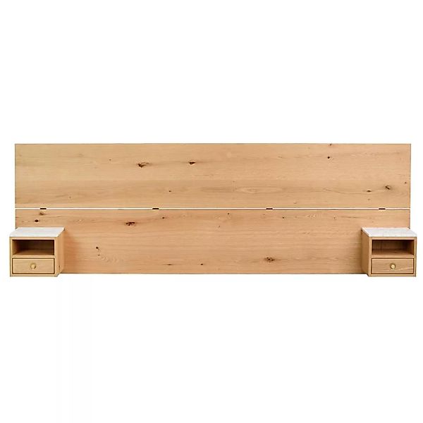 Holz Bett Kopfteil aus Wildeiche Massivholz 240 cm breit günstig online kaufen