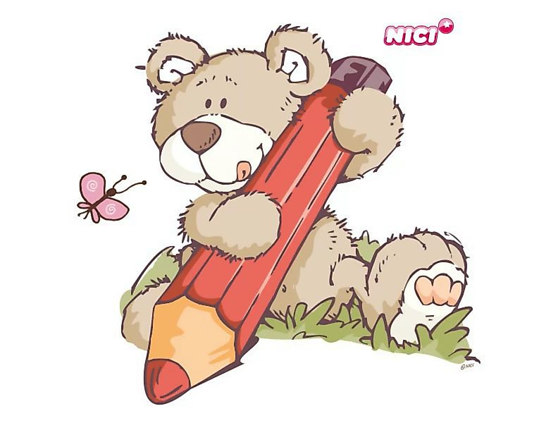 Wandtattoo Kinderzimmer NICI - Classic Bears - Bär mit Malstift günstig online kaufen