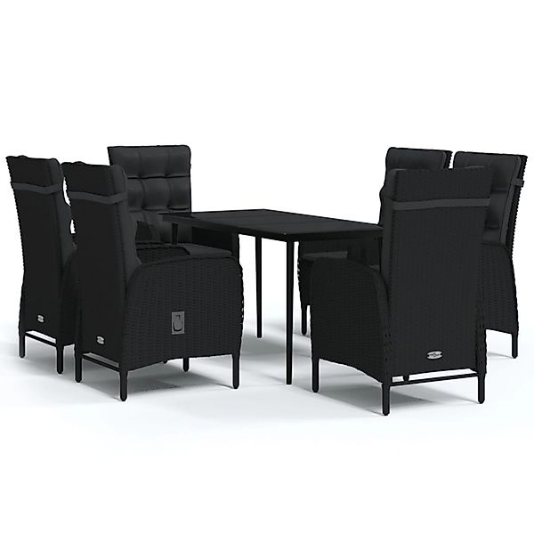 vidaXL 7-Tlg Garten-Essgruppe mit Kissen Schwarz 3099369 günstig online kaufen