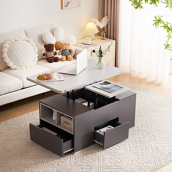 KLAM HOME Couchtisch Höhenverstellbarer 2-in-1 Couchtisch, günstig online kaufen