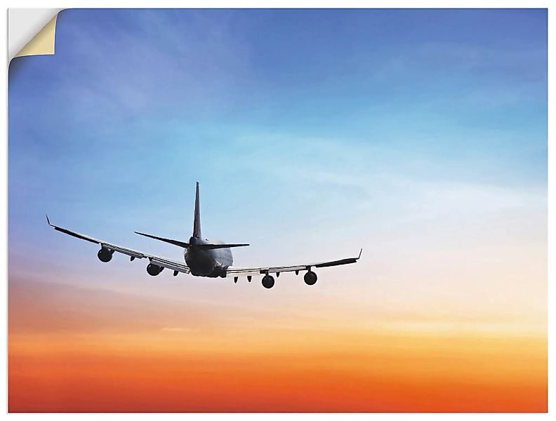 Artland Wandbild "Flugzeug vor orange/blauem Abendhimmel", Flugzeuge & Heli günstig online kaufen