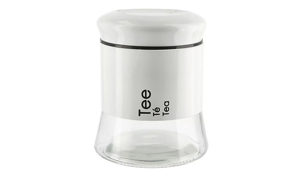 KHG Aufbewahrungsdose  Tee - weiß - Glas , Edelstahl - 14 cm - Sconto günstig online kaufen