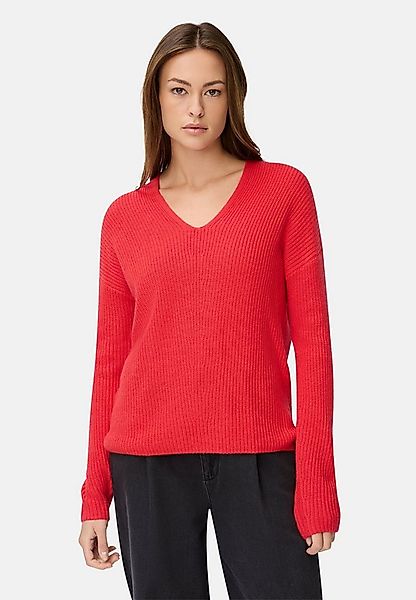 camel active Strickpullover mit V-Ausschnitt Langarm Markenlogo günstig online kaufen