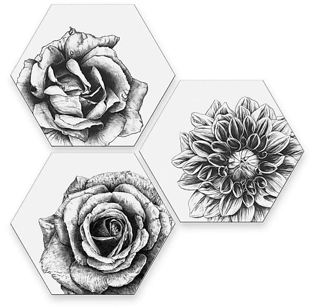 Wall-Art Mehrteilige Bilder »Blumen Collage Floral Deko«, (Set, 3 St.), Met günstig online kaufen