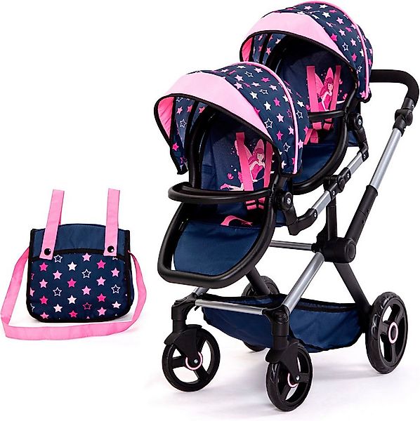 Bayer Puppen-Zwillingsbuggy Xeo Twin blau/pink, mit Wickeltasche günstig online kaufen