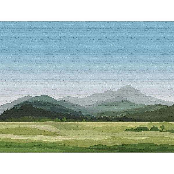 One Wall one Role Fototapete Berge Grün Blau und Grau 371 x 280 cm AS-38298 günstig online kaufen