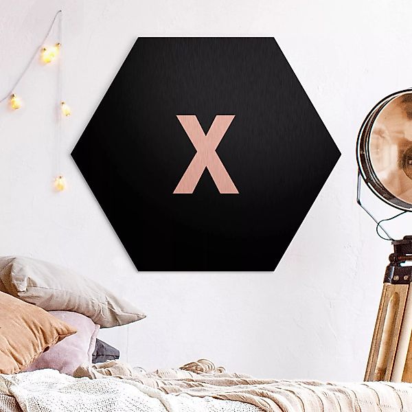 Hexagon-Alu-Dibond Bild Buchstaben Buchstabe Schwarz X günstig online kaufen