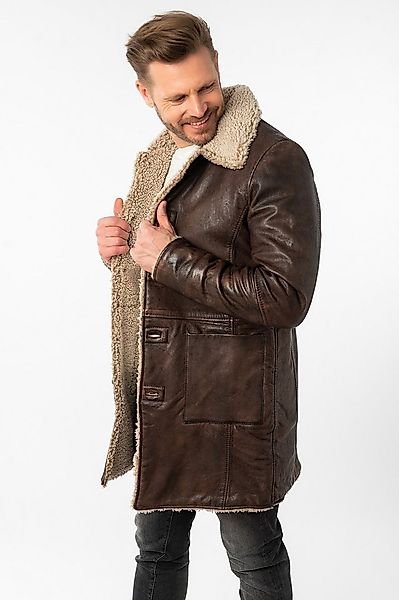 Mauritius Ledermantel MMGrisz Umlegekragen mit Kunstfellbesatz günstig online kaufen