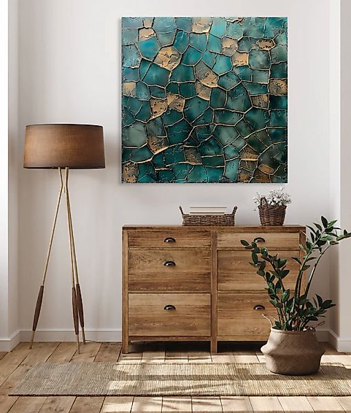 queence Acrylglasbild »Mosaik in Türkis«, Abstrakt-Abstrakte-Formen-Gemälde günstig online kaufen