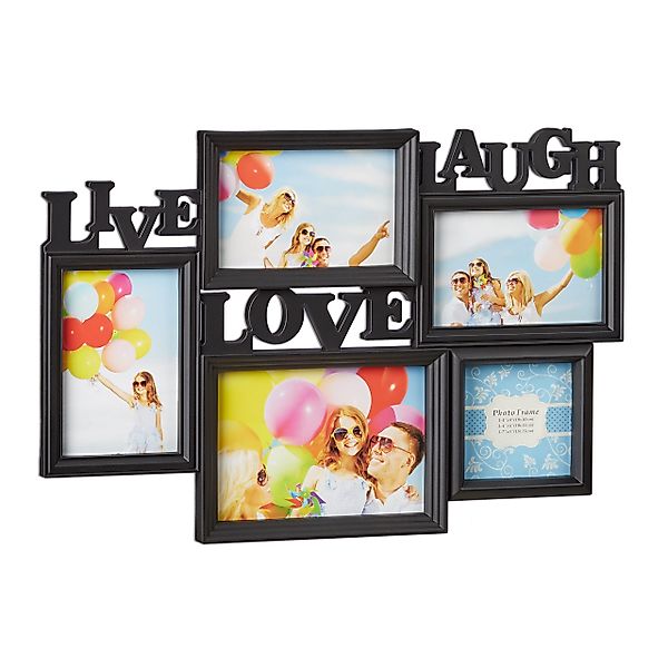 relaxdays Staffelbilderrahmen Bilderrahmen Live Love Laugh, günstig online kaufen