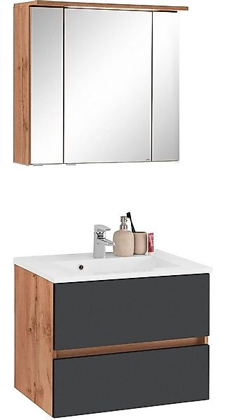 welltime Badmöbel-Set Lucca, (2-St), Breite 60 cm, mit LED-Spiegelschrank günstig online kaufen