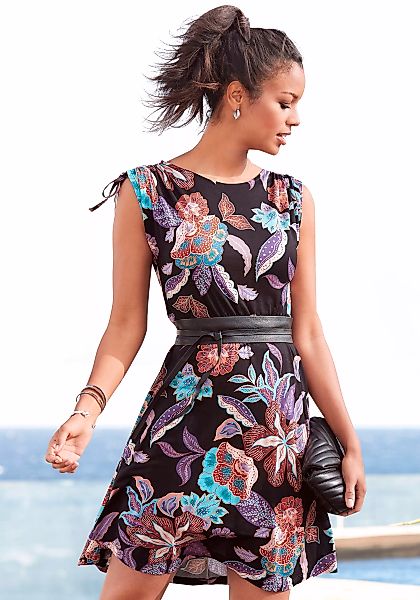 Vivance Jerseykleid mit großem Blumendruck, leichtes Sommerkleid, Strandkle günstig online kaufen