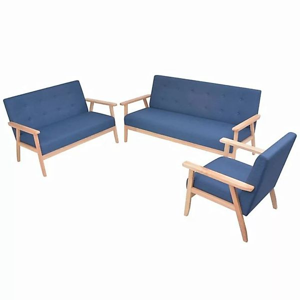 furnicato Sofa Sofagarnitur 3-tlg. Stoff Blau günstig online kaufen