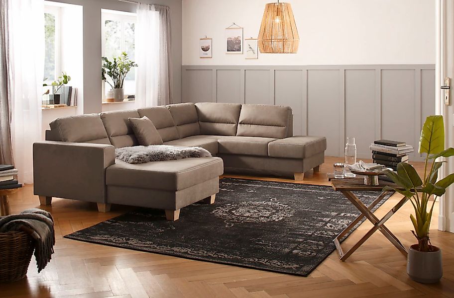 Home affaire Wohnlandschaft "Navan, komfortabel mit viel Platz, U-Form", wa günstig online kaufen