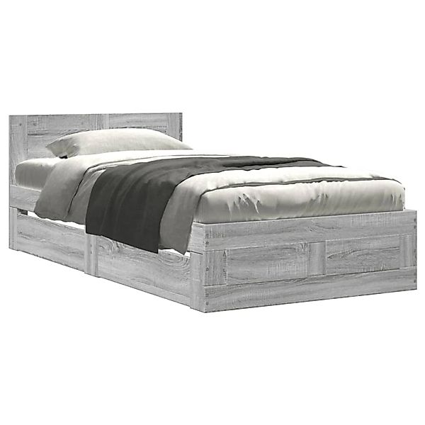 vidaXL Bettgestell mit Kopfteil Grau Sonoma 90x200 cm Holzwerkstoff Modell günstig online kaufen
