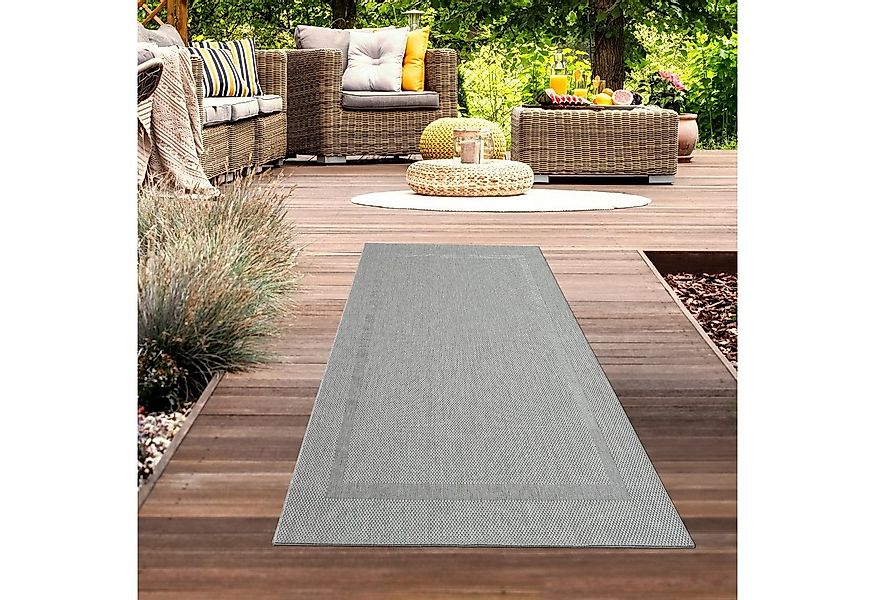 Carpetia Teppich In- & Outdoor Sisal Flachgewebeteppich mit Bordüre in grau günstig online kaufen