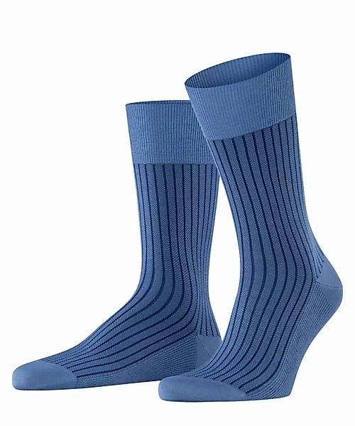 FALKE Oxford Stripe Herren Socken, 47-48, Blau, Rippe, Baumwolle, 13379-684 günstig online kaufen