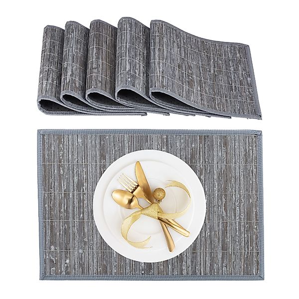 relaxdays Platzset Tischset 6er Set Bambus, günstig online kaufen