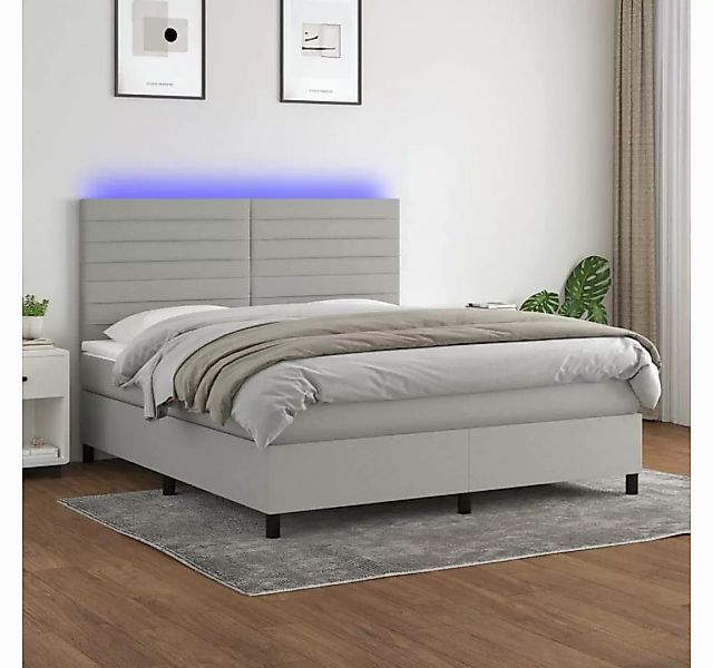 vidaXL Boxspringbett Boxspringbett mit Matratze LED Hellgrau 180x200 cm Sto günstig online kaufen