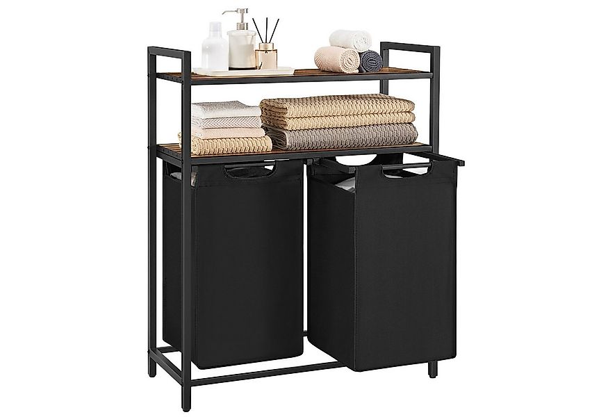 VASAGLE Wäschekorb, 2 Fächer, 2 Ablagen, einfach abnehmbar, 2 x 46 Liter günstig online kaufen