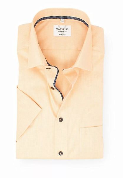 MARVELIS Businesshemd Kurzarmhemd - Modern Fit - Struktur - Orange günstig online kaufen