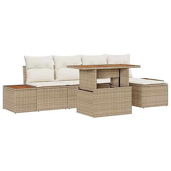 vidaXL Garten Essgruppe mit Kissen 6-Tlg Beige und Creme 3350063 günstig online kaufen