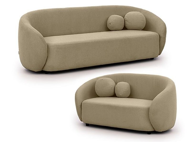S-Style Möbel Polstergarnitur 3+2 Roundi, Bouclé, Luxus & Moderne Kollektio günstig online kaufen