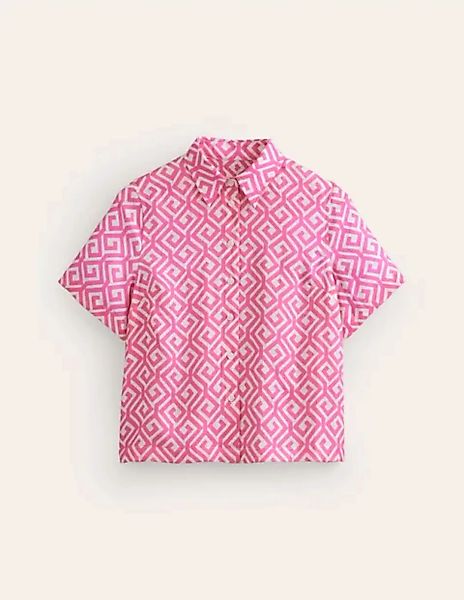 Hazel Kurzärmliges Leinenhemd Damen Boden, Pink Power, Labyrinth günstig online kaufen