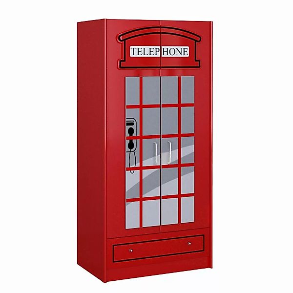 home24 Vipack Kleiderschrank London Rot 90x190x56 cm (BxHxT) MDF günstig online kaufen