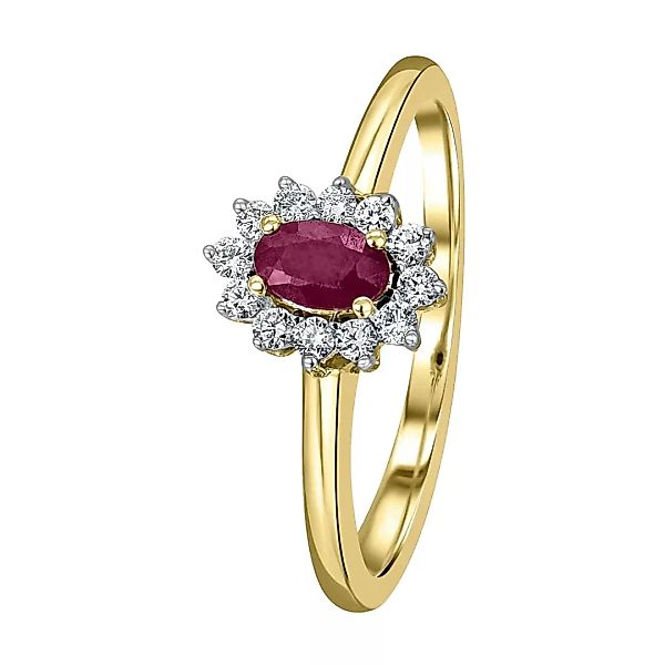 ONE ELEMENT Diamantring "0,15 ct Diamant Brillant Rubin Ring aus 585 Gelbgo günstig online kaufen